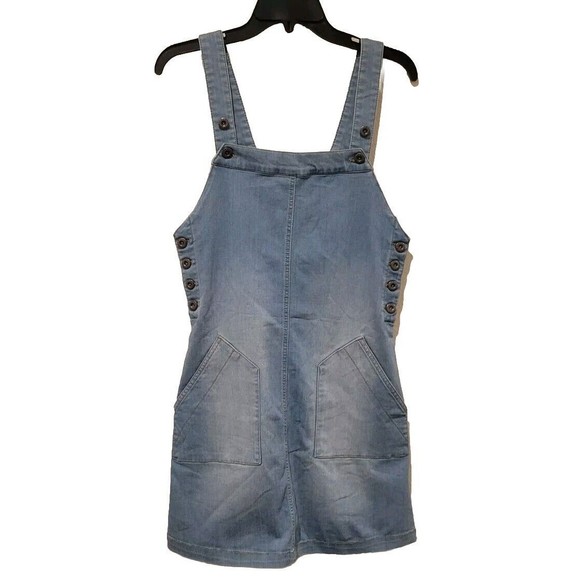 Celebrity Pink Denim Jean Dress, Skirt Overall Skirtall With Pockets Size small - Picture 1 of 8